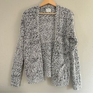 Sienna Sky White Black Marled Cardigan Soft Comfy Casual Fall Winter Medium